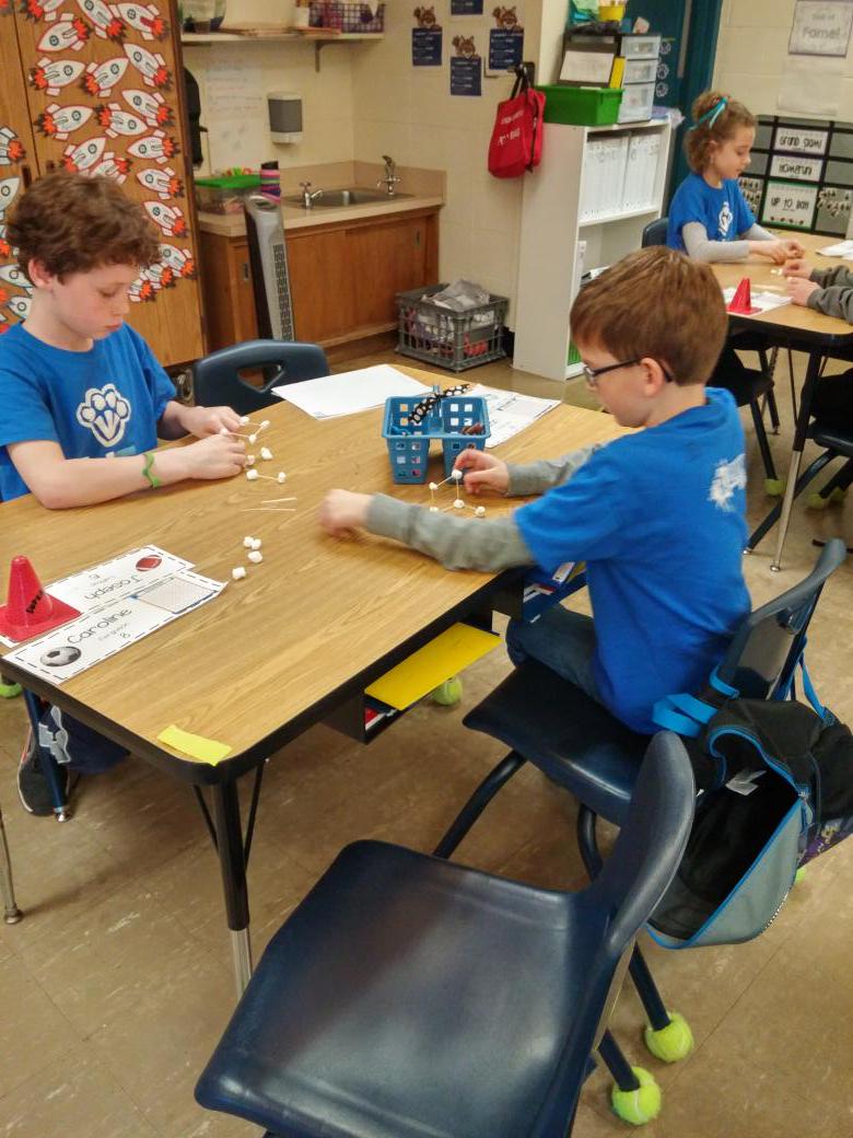 kinson2nd's tweet photo. Who says marshmallows are just for eating?! #2ndgradegeometry http://t.co/ipTUgZoYGC