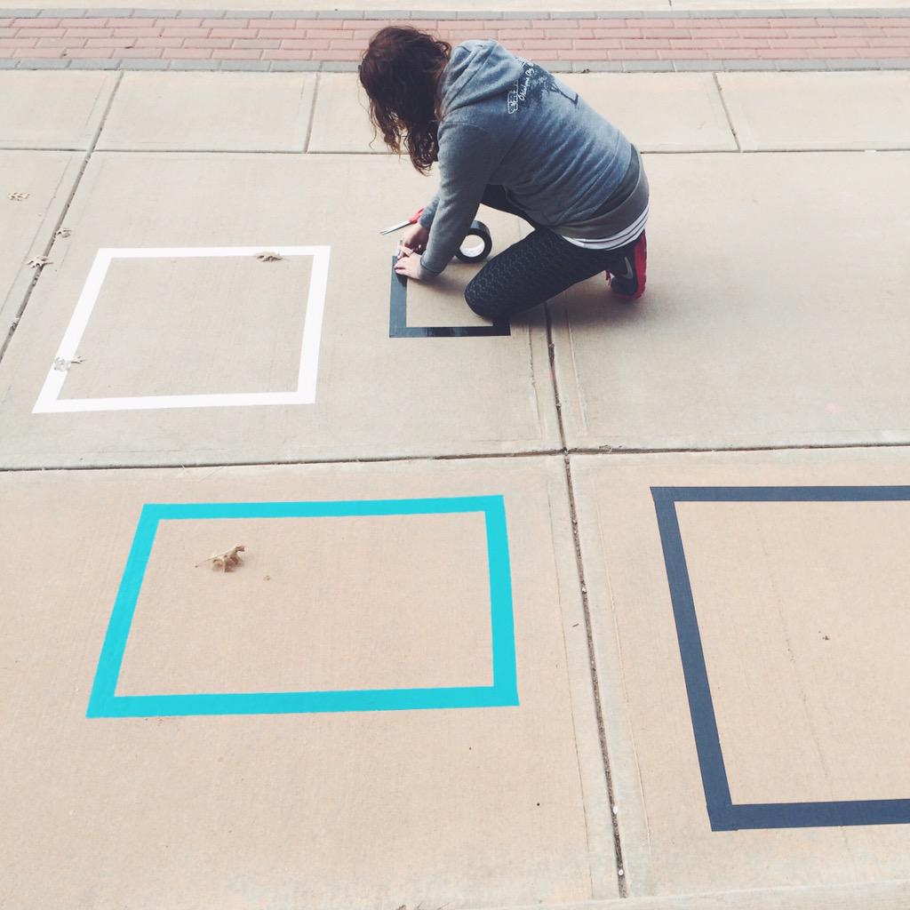 stacisanger's tweet image. Welcoming #CWF15 the only way we know how - public duct tape art! 🎨 cc: @DowntownOKCInc @awkwordy