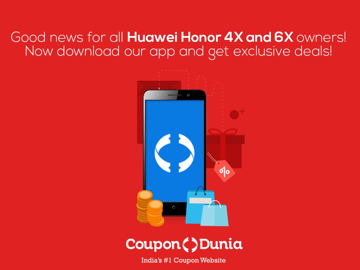 #Enjoy the power of #exclusivity! #Download the CouponDunia App on your Huawei Honor now! http://t.co/Qfm2raOY94 http://t.co/f6h6IZDWA7