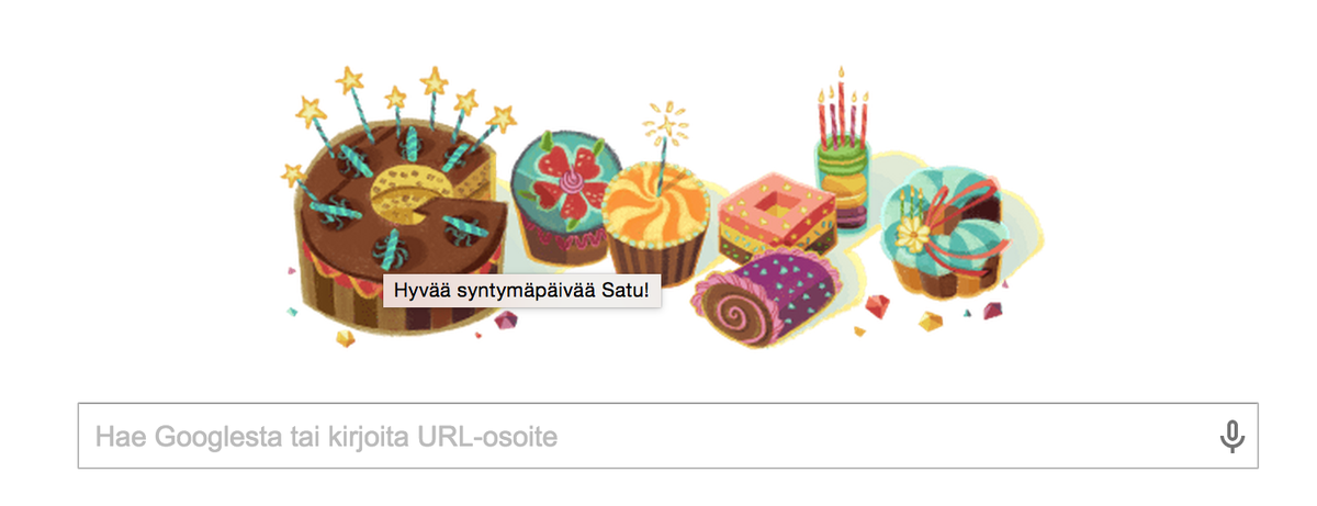 satukyro's tweet photo. #Google's personalised birthday- #doodle makes me happy every time :-) #GoodUserExperience #UX #SameCakeEveryYear? http://t.co/zdGVp6PhVj