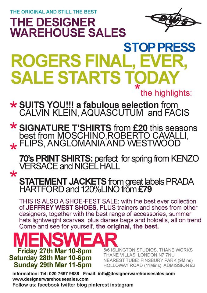 dwslondon's tweet photo. DWS DESIGNER MENSWEAR 3 DAY SALE STARTS TODAY @TimeOutShopping @outlet_tours @LDNstylejournal @london24 @LondonTown http://t.co/aqn05NrHBF
