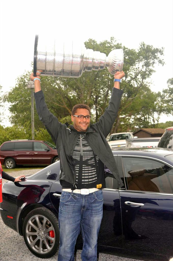 Happy birthday today to NHL defenseman - Dustin Byfuglien born in Mpls. MN (Photos of Dustin bringing Cup to Roseau): 