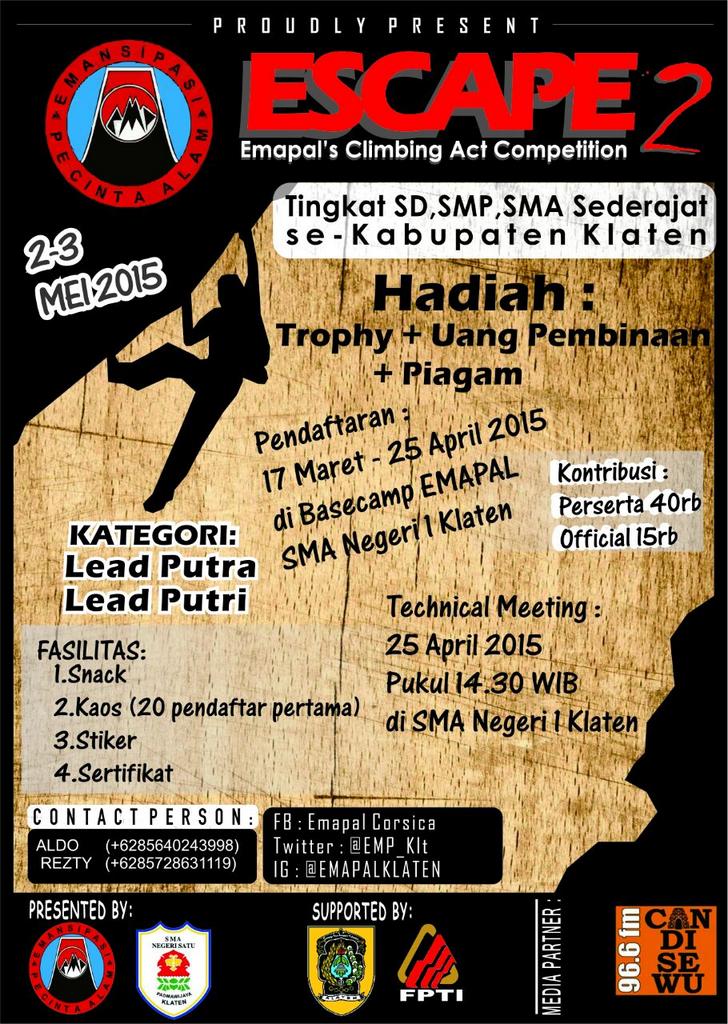 EMP_klt's tweet photo. Ayoooo buat para pelajar SD, SMP, SMA se-kabupaten Klaten, tantang nyalimu dalam ESCAPE 2!!! http://t.co/LreEkbZ370