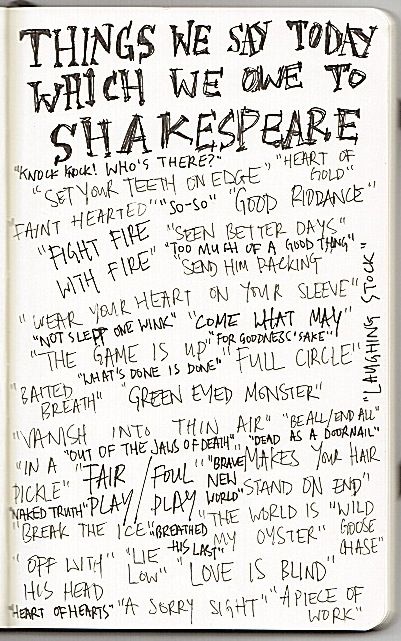 AustinMacauley's tweet photo. #Shakespeare invented over 1500 words in his life! Did you know we owe him these common phrases too? #LanguageFever http://t.co/CoKE04j0xx