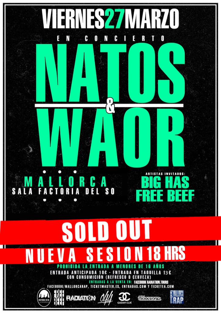 CarlosRadiation's tweet photo. Hoy #Mallorca con @NatosyWaor  y @onersaik en #factoriadelso 1er concierto 18.00 y segundo a las 21.30 mañana #Ibiza http://t.co/go8y70GLG7