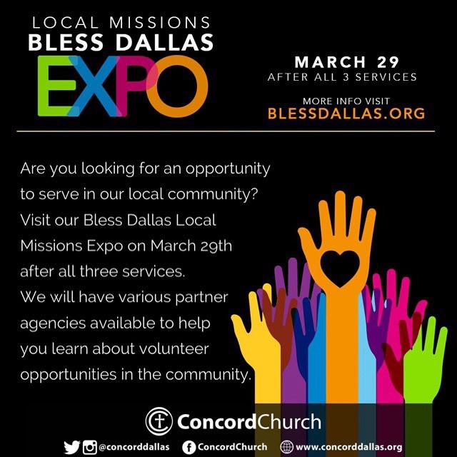 ConcordDallas's tweet photo. It's time to spring into action in the community! The Local Missions @BlessDallas Expo is this Sunday! Many opportu… http://t.co/kagW8PGRO0