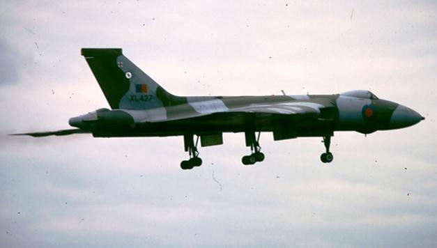 Two of my poorly scanned Vulcan slides for #twitterVforce – XL332 &amp; XL427 I believe both were taken <a href="/WaddAirShow/">Waddington Air Show</a>