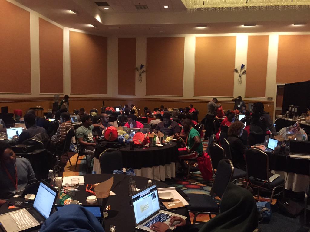 NSBE Hackathon final hours teams still going strong. #thoughtworks #NSBE41