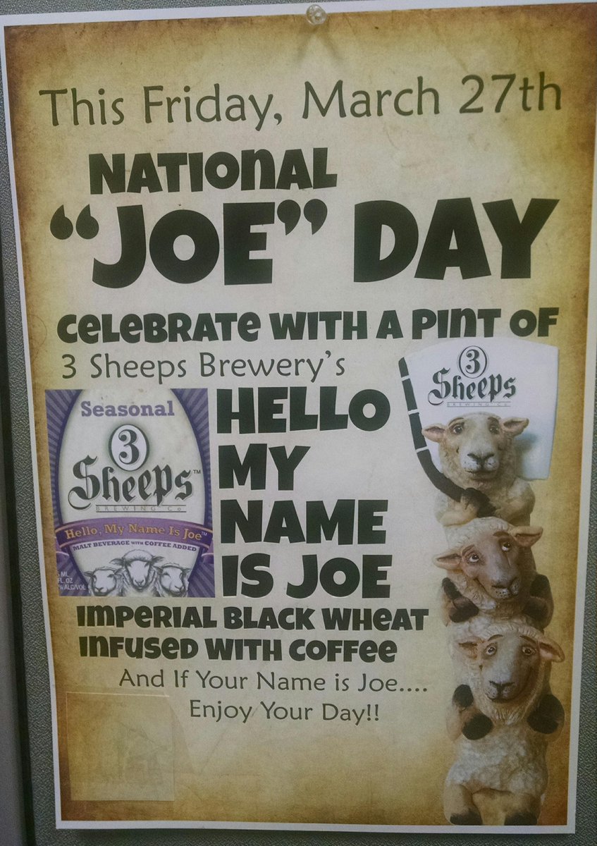 grovelandtap's tweet image. It's Joe day! Sloppy Joe's and Hello My Name is Joe #3sheep #joe