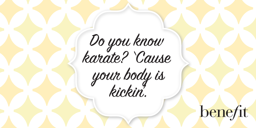 BenefitUK's tweet photo. @molliexjohnson Do you know karate? 'Cause your body is kickin'. http://t.co/uWHghEHyLT #beautyboost
