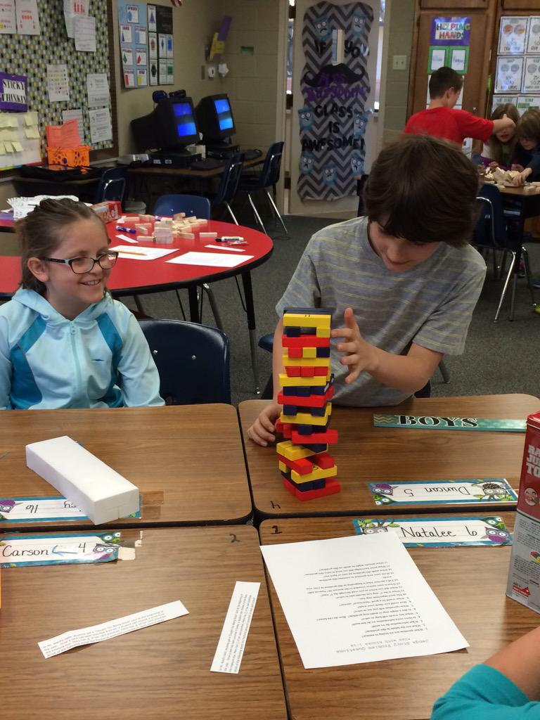 BurgoonCourtney's tweet image. Jenga tower with Math Story Problem.   #CISDTopChef