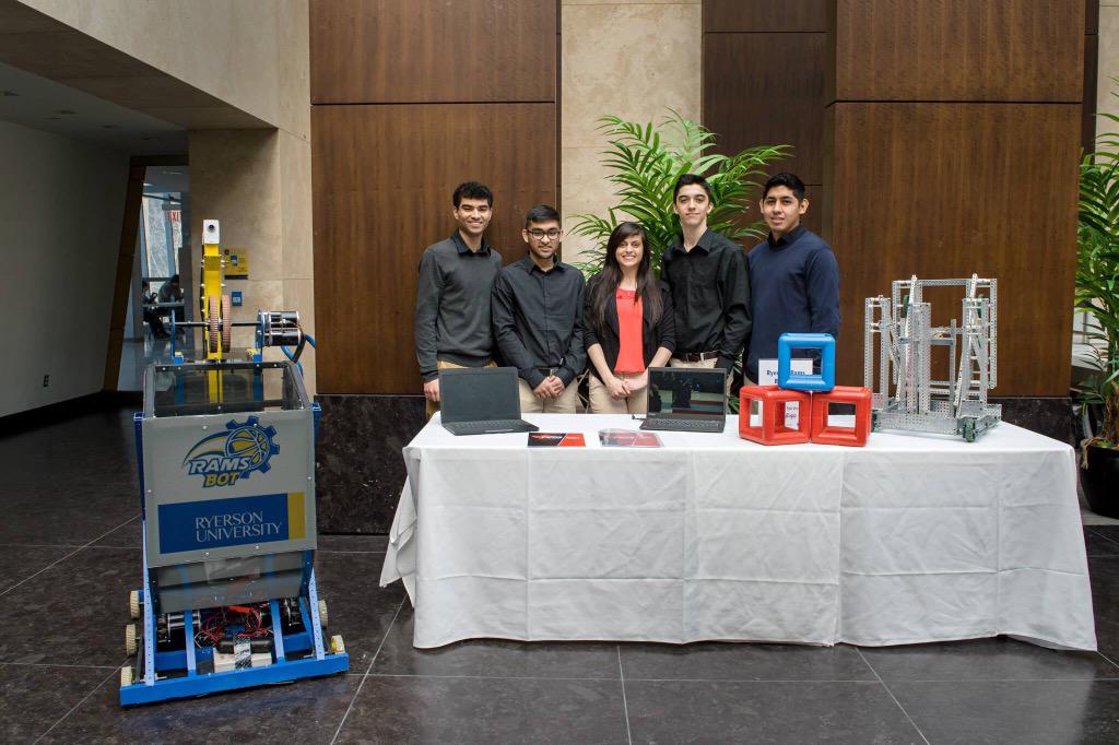 FEAStorontometu's tweet photo. Now on twitter @RyersonR3 our talented students, creators of the #RamsBot! #omgrobots #robotics #Ryerson @CANFIRST http://t.co/fo7Tp4dnqN