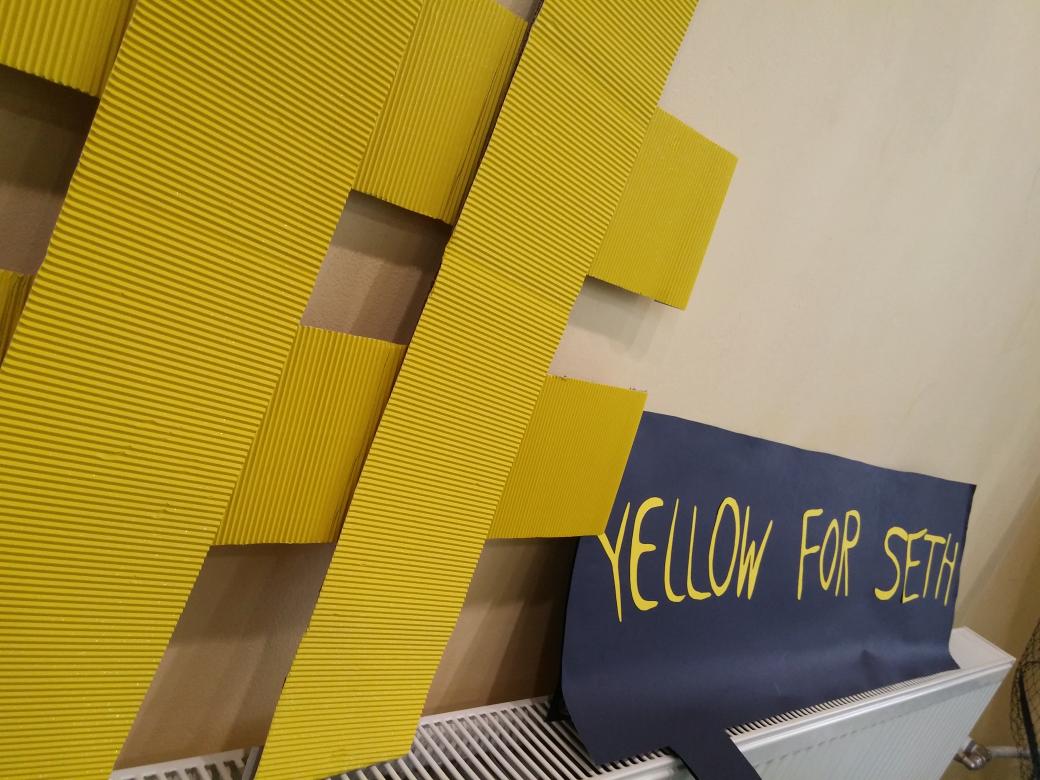 Mohssiah's tweet image. #yellowforseth  charity stall in Pleven, Bulgaria! Raising money 4 #bubblefoundation