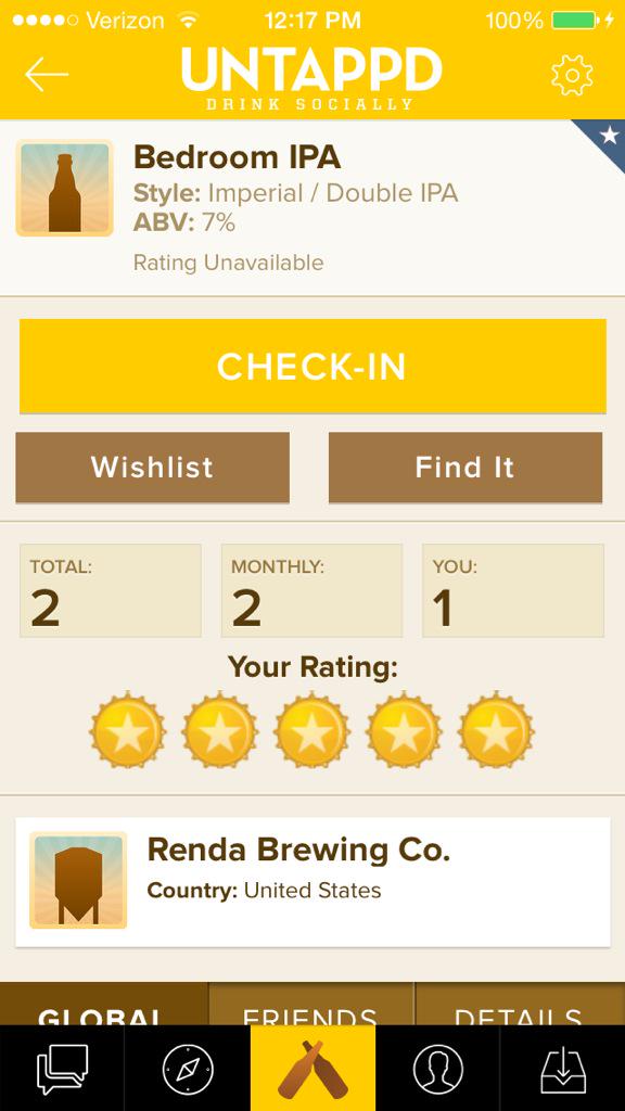 rendabrewing's tweet photo. Our Bedroom IPA getting good ratings on @untappd http://t.co/c2OLDKg0C4