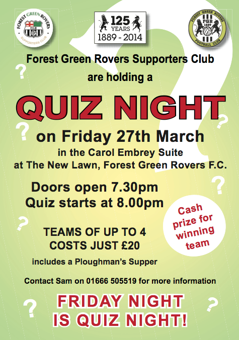Our quiz night gets underway at 8pm tonight at the club. Come along and take part!