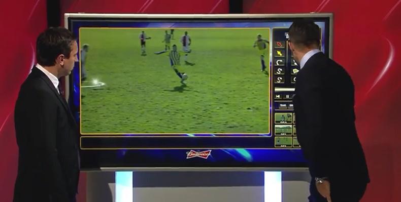 JOEdotie's tweet photo. Gary Neville and Jamie Redknapp provide in-depth analysis of unbelievable Sunday League goal http://t.co/ACpU939HKX http://t.co/X7g85ijFRL