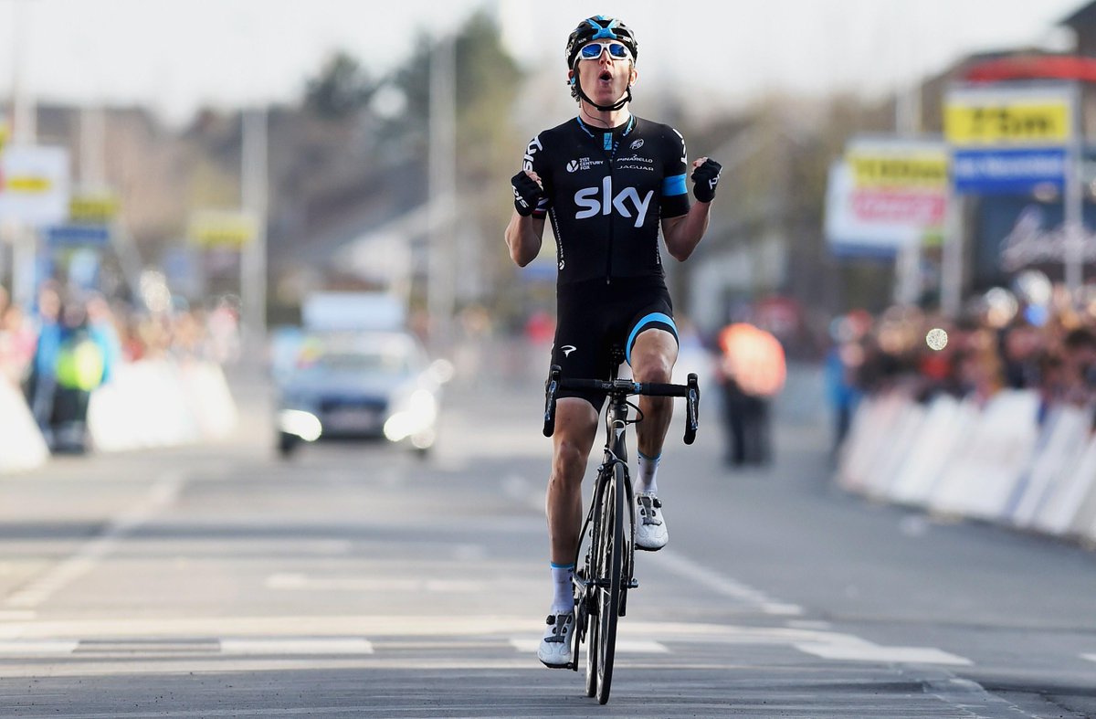 BBCSport's tweet photo. .@GeraintThomas86 makes history, winning the prestigious E3 Harelbeke race in Belgium.
 
More: http://t.co/Z7davIM0NL http://t.co/ZvbIZJr3qV
