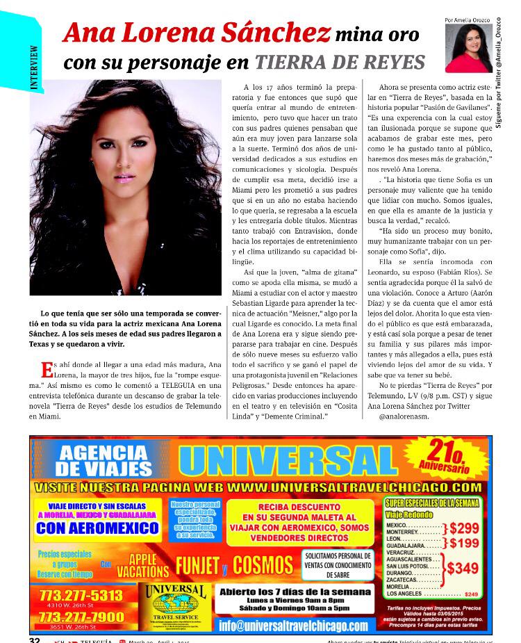 LatinIconos's tweet photo. Gran entrevista de nuestra @analorenasm con @Amelia_Orozco de @TELEGUIA sobre su personaje en @TierradeReyes! 👏 http://t.co/PxJwYBrE0s