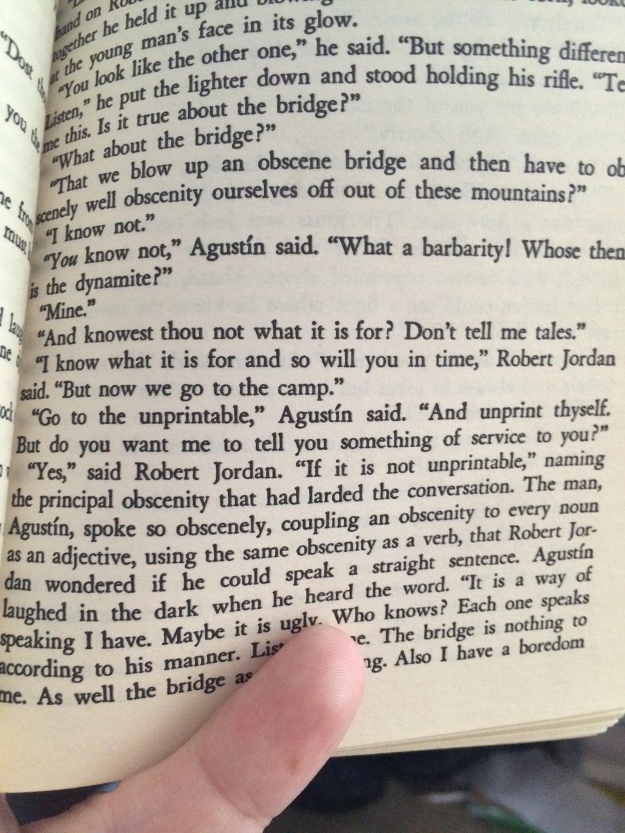 jdwhiting's tweet image. Hemingway shows us how to write for #CleanReader (For Whom the Bell Tolls, p. 45) @nikitabonita85