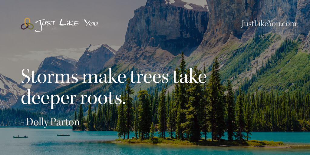 JustLikeYou's tweet photo. Storms make trees take deeper roots. - @DollyParton http://t.co/1z5ChH0Jec http://t.co/eNoAvZMMfE