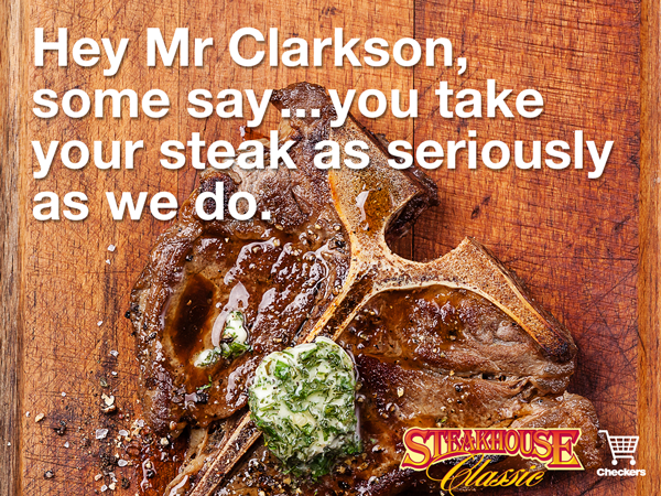 CheckersSA's tweet photo. Come to #Checkers @JeremyClarkson and see what we mean! #TopGearRIP #TopGear #steakhouseclassics http://t.co/PSwymXWbET