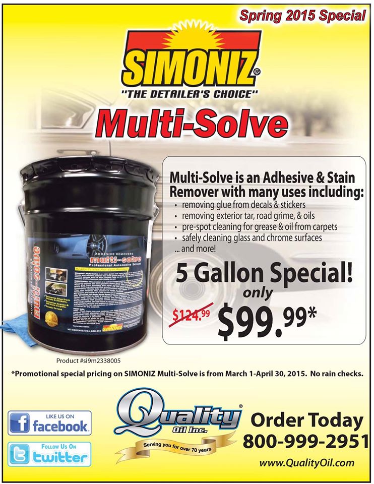 USAutoForceINIL's tweet photo. SIMONIZ Multi-Solve Adhesive &amp; Stain Remover is now on sale.  Call 800-999-2951 x1 to place your order today! http://t.co/gvX7QnwyCu