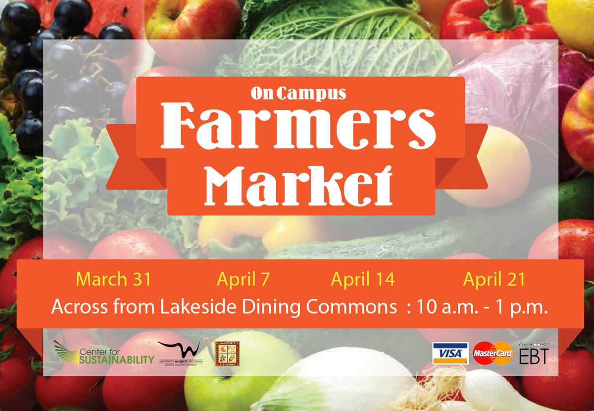 GeorgiaSouthern's tweet photo. You know #spring is here when the campus #FarmersMarket returns! Visit local vendors at market’s new location Tues. http://t.co/zhCCxICOKL