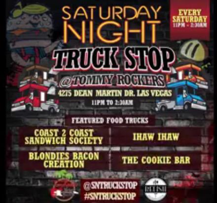 This week's #SNTruckStop #foodtruck lineup: <a href="/Coast2CoastLV/">Coast 2 Coast</a> <a href="/blondiesbacon/">Blondies Bacon Truck</a> <a href="/TheCookieBarLV/">𝙏𝙝𝙚 𝘾𝙤𝙤𝙠𝙞𝙚 𝘽𝙖𝙧</a> @IhawIhaw 11p-2:30a #Vegas