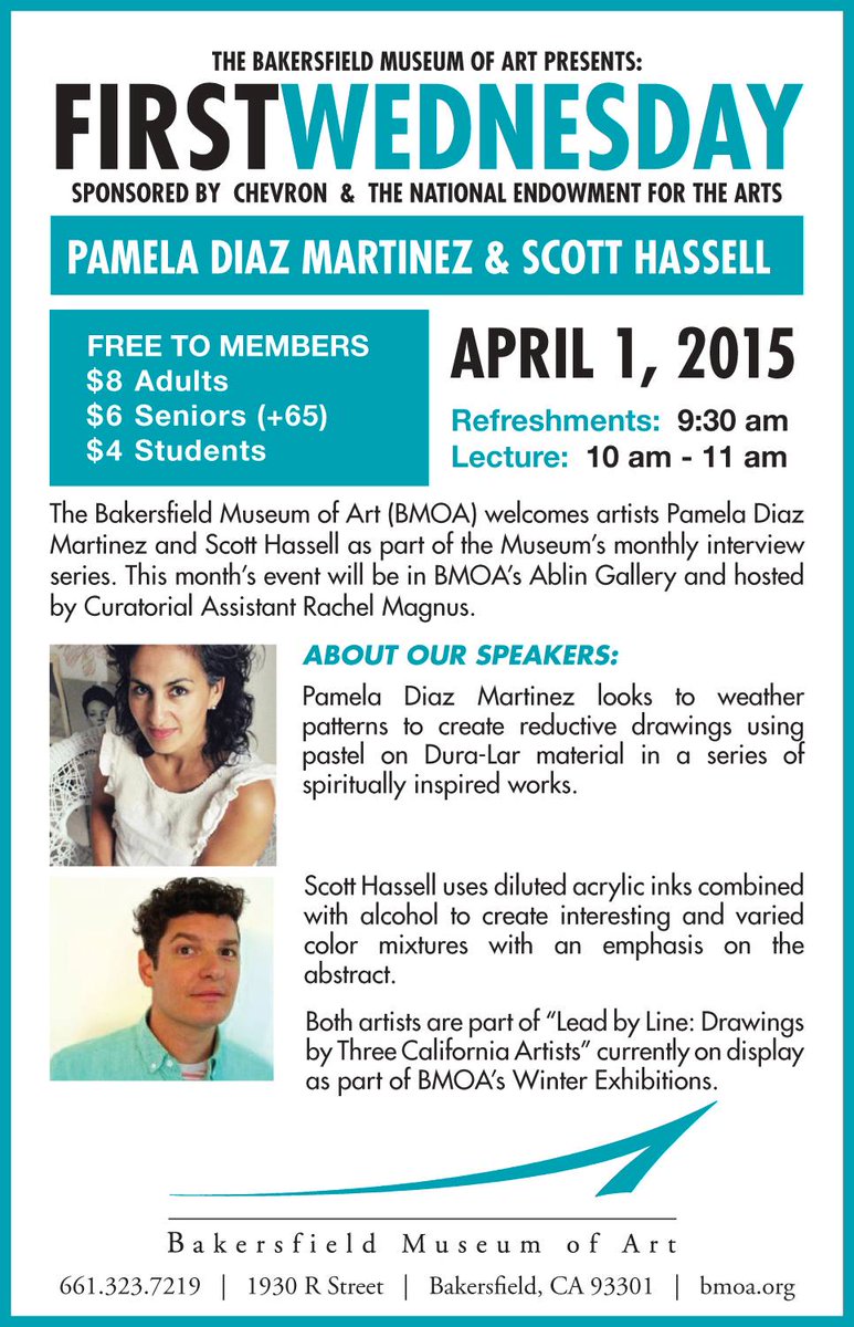 Join us April 1st at <a href="/BMOA/">Bakersfield Museum of Art</a>! <a href="/Postpostmoderna/">///////////////////</a> <a href="/scotthassell/">Scott Hassell</a> <a href="/NEAarts/">Nat'l Endow f/t Arts</a> <a href="/VisitKern/">Visit Kern</a> <a href="/Chevron/">Chevron</a> #art #bakersfield #museum
