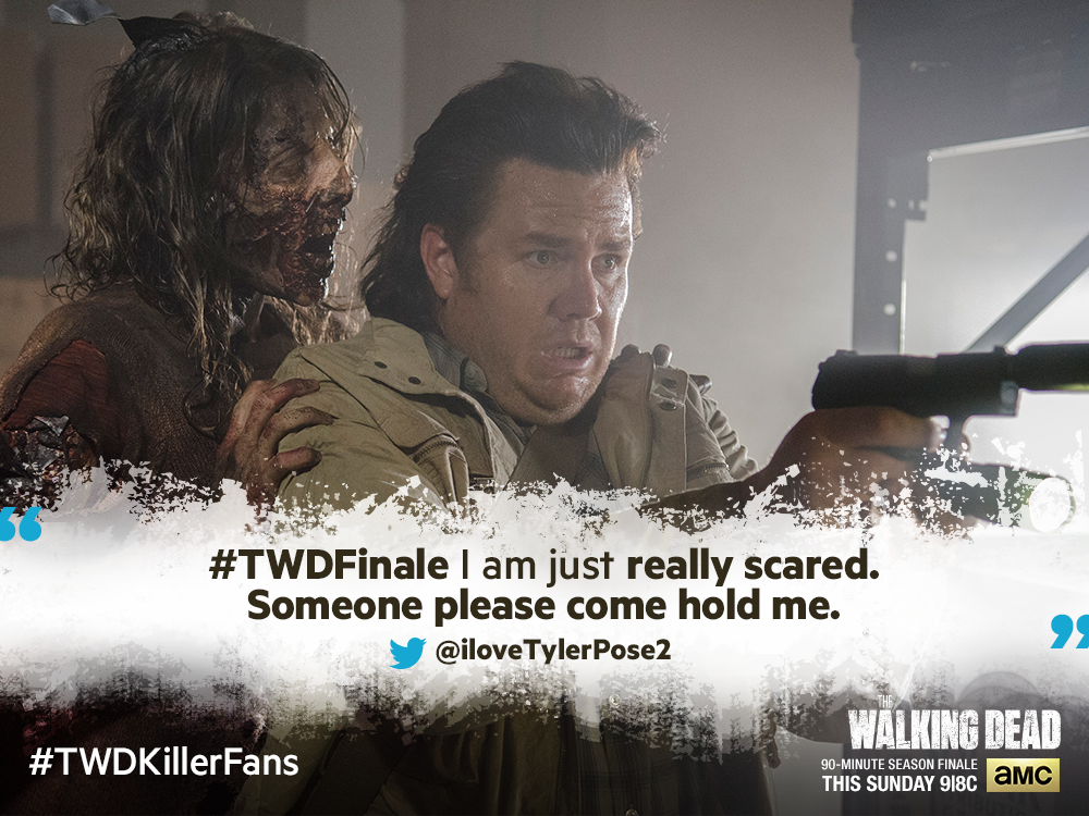 WalkingDead_AMC's tweet image. It’s okay, @iloveTylerPose2. Eugene is scared about the #TWDFinale, too. #TWDKillerFans