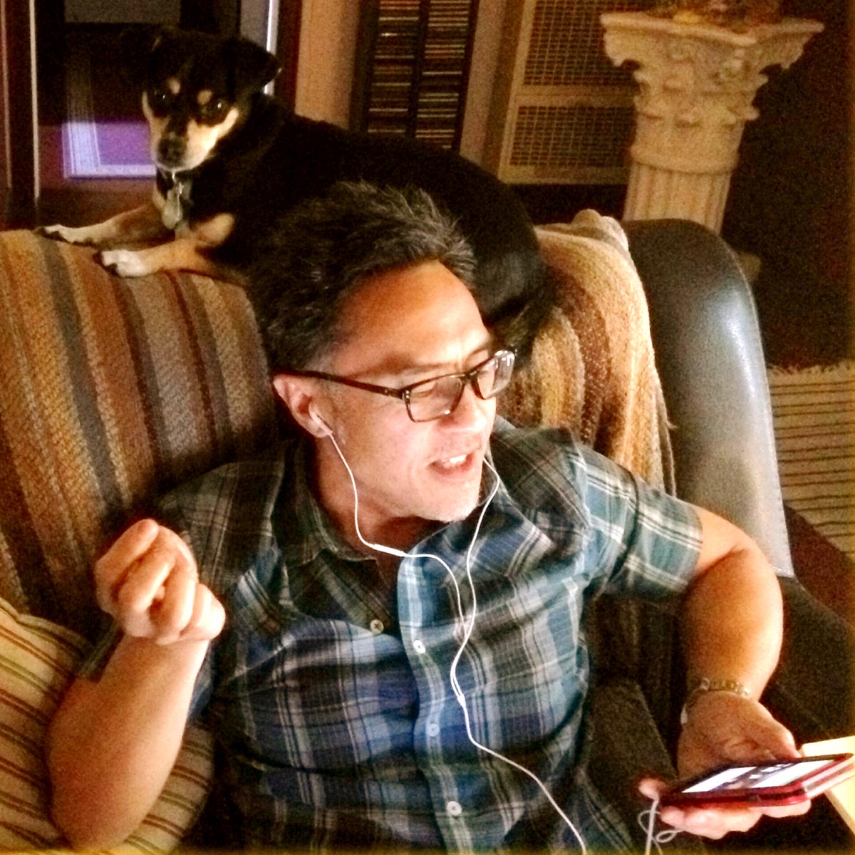 NextUpIsNow's tweet image. NEW Communications Coordinator Rufino Cabang and his assistant Ringo take a conference call. #worklifematters