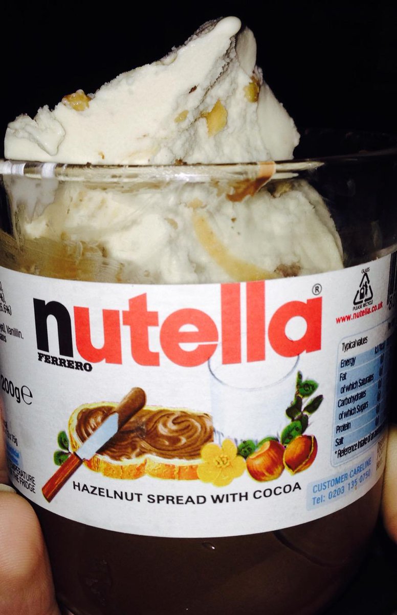 MonsterJail's tweet photo. Fun idea, finishing off a jar of Nutella by dumping ice cream into it #healthLifeHacks http://t.co/gXfrb99Oo7