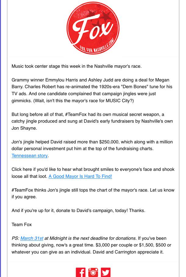 DavidFox2015's tweet photo. Want to get our #TeamFox emails? Tweet or call me 615-828-1193. I'll add you to the list. P.S. They're not dull. http://t.co/MFu7w29NQ3