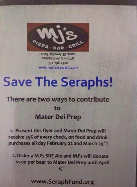 SaveTheSeraphs's tweet image. Sun. March 29- MJ's Fundraiser
Tues. March 31-Outback Fundraiser
Wed. April 1- New Monmouth Diner Fundraiser #Seraphs