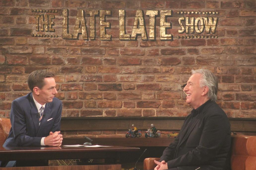 RTELateLateShow's tweet photo. From Hans Gruber to Severus Snape to Louis XIV, the versatile Alan Rickman #latelate http://t.co/In3LYoLJjs