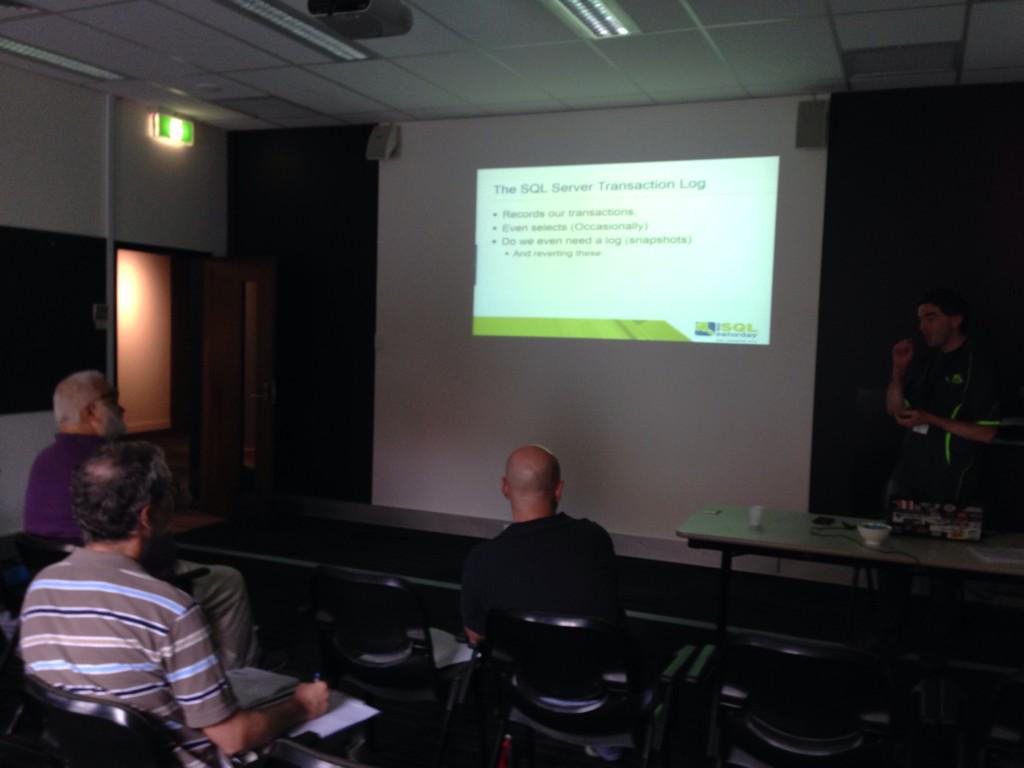 sqlskirt's tweet photo. Watching @MartyCatherall lightning talk on delayed durability at #sqlsat382 #sqlserver http://t.co/0x3WBaP6MZ