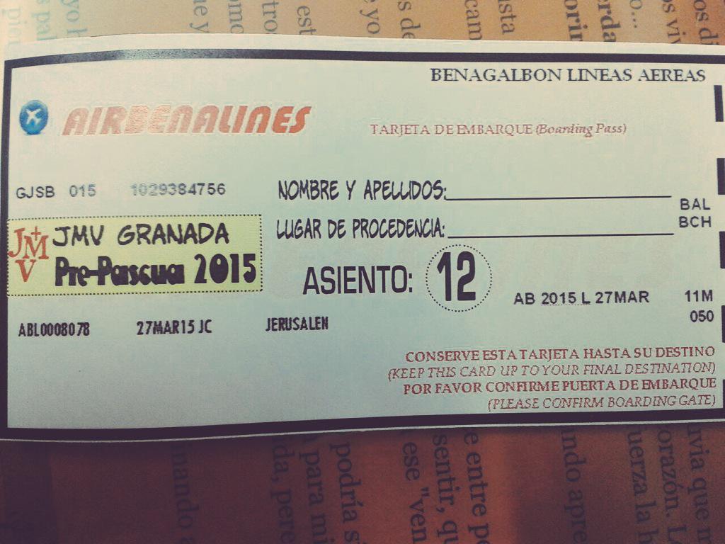 JMVGranada's tweet photo. Desde Benagalbón y con la tarjeta de embarque lista para mañana nos despedimos por hoy! Destino..#prepascua15GR http://t.co/YU6KQAmk9R