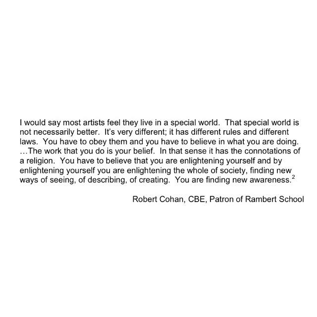 m_peter_johnson's tweet photo. "You have to believe in what you are doing." #Cohan90 @ThePlaceLondon words from #RambertSchool Mission Statement http://t.co/cxLgCLADl1