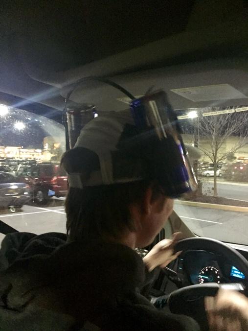 The makeshift red bull hat works! #getpulledover