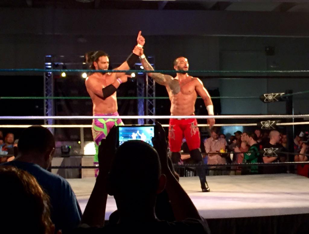 fightgamemedia's tweet photo. Ricochet and @Justin__Gabriel (PJ Black) absolutely delivered. #EVOLVE40 http://t.co/dydZwN0XSU
