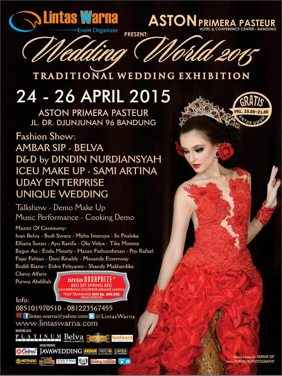 infobdg's tweet photo. Hari terakhir buruan ke #WeddingWorld2015 Traditional Wedding Exhibition hanya di Aston Primera Pasteur! FREE http://t.co/VHti0VVYTQ