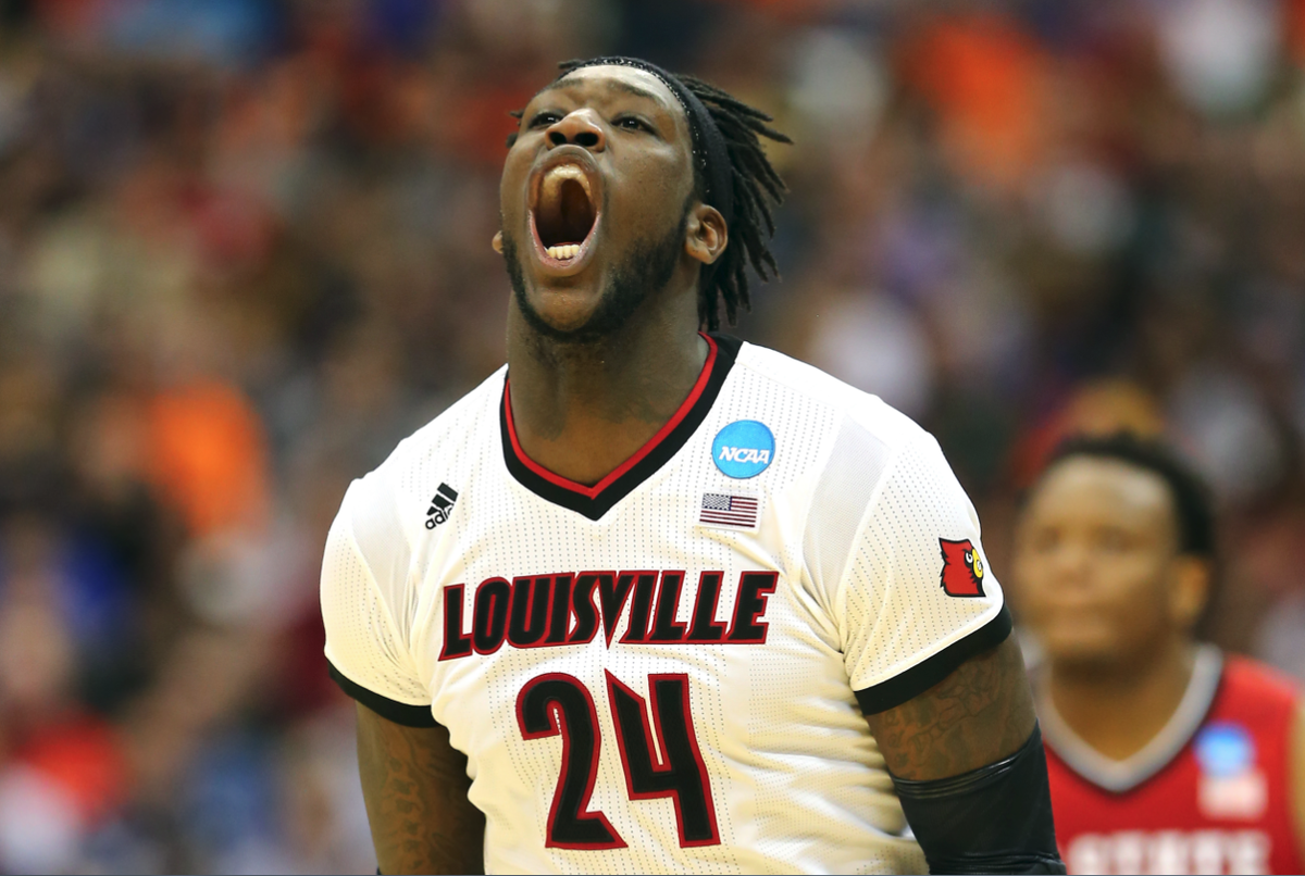 SportsCenter's tweet photo. Still dancing. 4-seed Louisville moves past 8-seed NC State, 75-65. Cardinals appear in their 14th Elite Eight. http://t.co/BLcUaLh6Lt