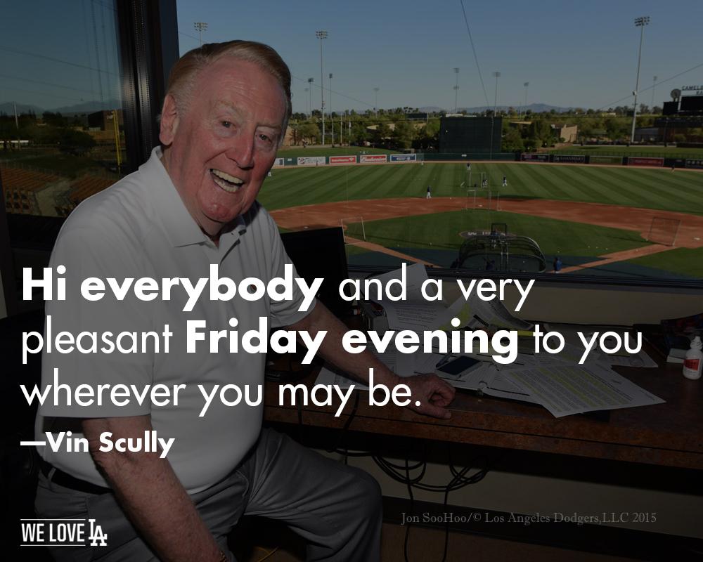 Dodgers's tweet photo. It's time for Vin Scully's 66th season. http://t.co/yVDpBIw5RU