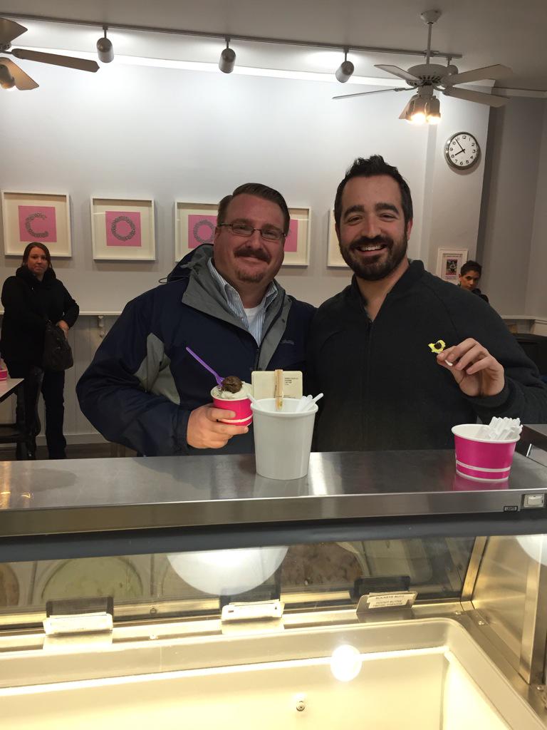 TremontScoops's tweet photo. All is right with the world. @AberInTheCleve made it to opening day &amp; he brought his mustache and @JoeGramc http://t.co/hRx4EwrRGP