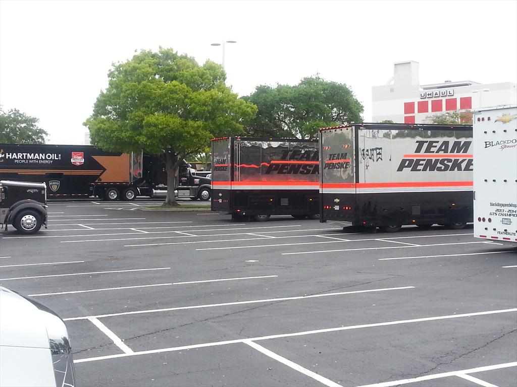 Load in day @stpetegp penske has enough haulers to fill a small town!