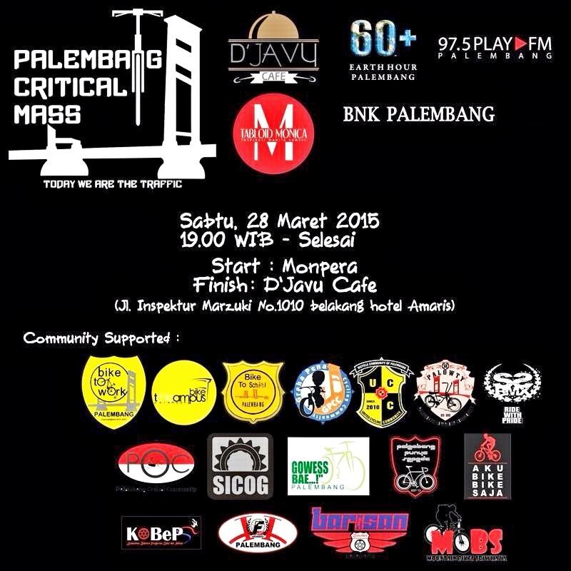 Untuk ket waktu &amp; tempat kumpul bisa di liat di gambar yah #PalembangCriticalMassEarthHour2015