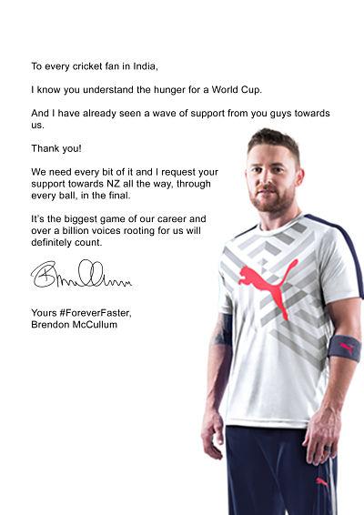 Brendon McCullum writes an open letter to  the Indian fans, requests for their support.
#CWC15