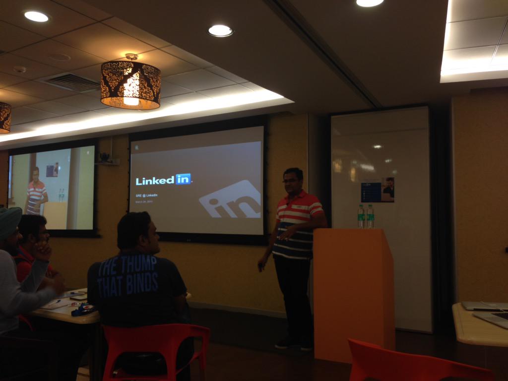 DevOpsBangalore's tweet photo. Starting with VijiNair  on site reliability engineering at @LinkedIn @DevOpsBangalore http://t.co/LdSy03yh99