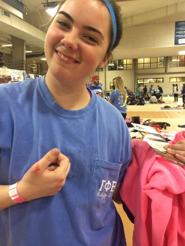 murphydowd's tweet photo. So once I kicked @MaryCalomino 's butt in tug o war things got a little bloody. #GreekCUnity15 http://t.co/COW7FNdKob