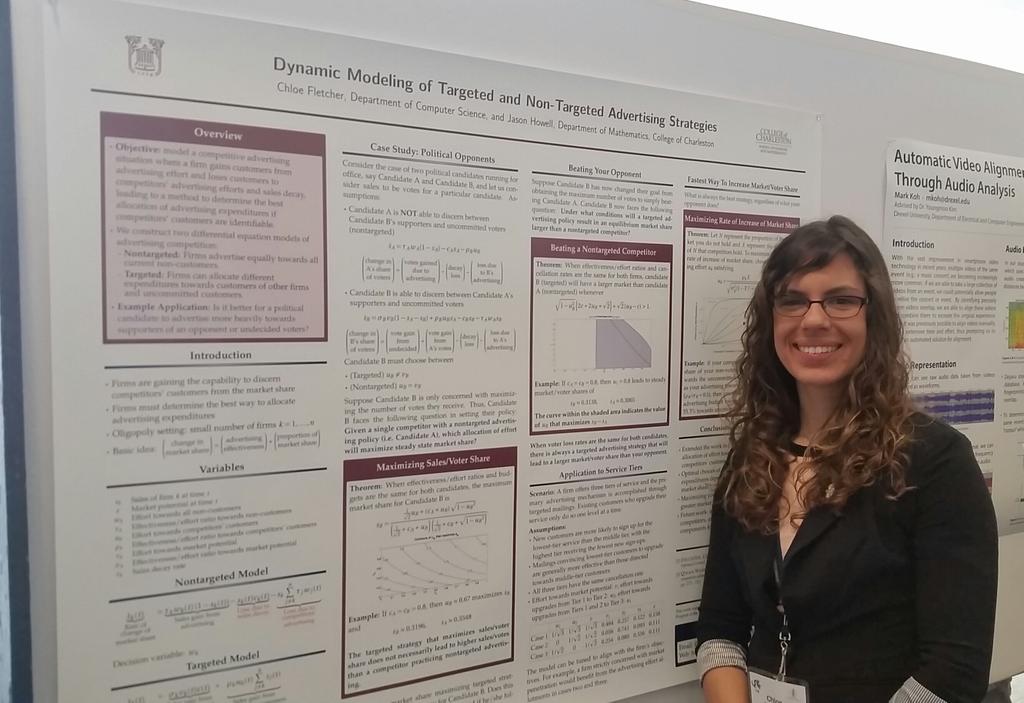 andreademaria's tweet image. @CofC student Chloe Fletcher presenting her work on crazy math stuff! #BoundlessCofC #CAA #DynamicModeling
